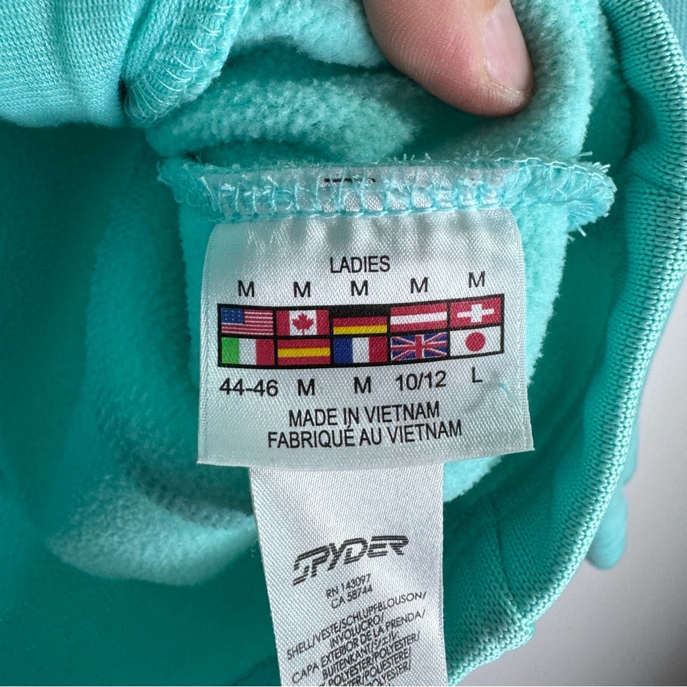 Spyder Core Sweater Fleece Jacket Medium Aqua Full Zip Performance - Picture 5 of 8